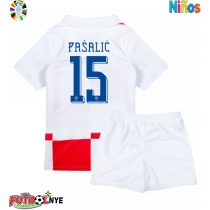 Camiseta Croacia Mario Pasalic #15 Primera Equipación para niños Eurocopa 2024 manga corta (+ pantalones cortos)
